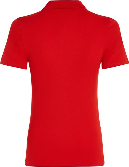 Tommy Hilfiger 1985 Slim Pique Polo SS Kvinde Fierce Red Kortærmede T-shirts Str XS - hos Magasin