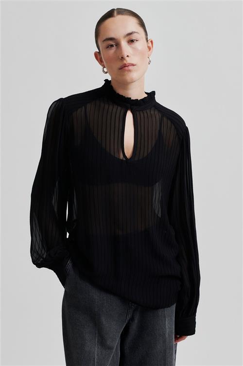 Second Female Vitta Blouse Kvinde Black Langærmede Bluser Str S - Viskose hos Magasin