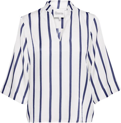 My Essential Wardrobe Miamw Blouse Kvinde Snow White W. Blue Stripe Langærmede Bluser Str 42 - hos Magasin