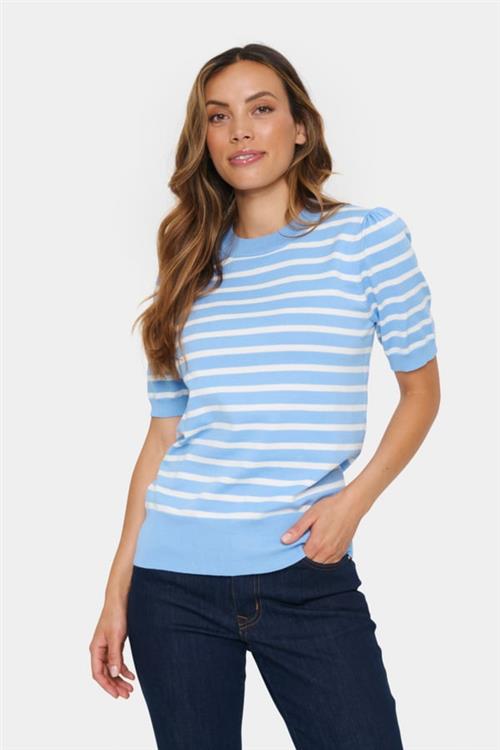 Se Saint Tropez Milasz Striped SS Pullover Kvinde 144110 Kortærmet Strik Regular Fit Str S - hos Magasin ved Magasin