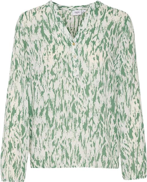 Saint Tropez Carlasz Shirt Kvinde Frosty Spruce Batik Langærmede Skjorter Regular Fit Str XL - hos Magasin