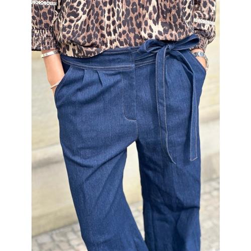 CONTINUE Randi Pants Kvinde Solid Blue Bukser Str L - hos Magasin