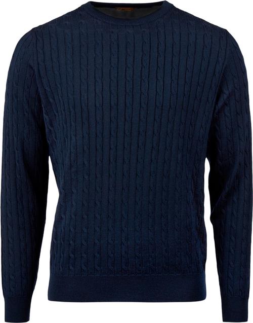 Se Stenströms Crew Neck Cable Merino Mand Navy Sweaters Str XL Merino - hos Magasin ved Magasin