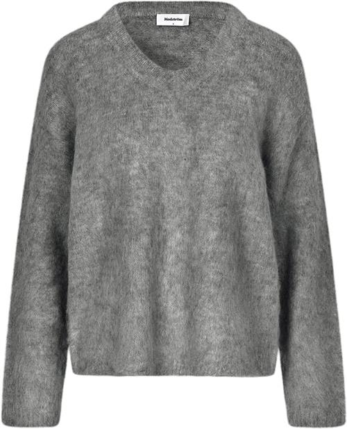 Modström Kanemd Vneck Kvinde Dark Grey Melange Sweaters Str L - hos Magasin