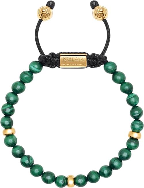 Nialaya Men's Beaded Bracelet With Malachite and Gold Plating M - Armbånd Stål hos Magasin