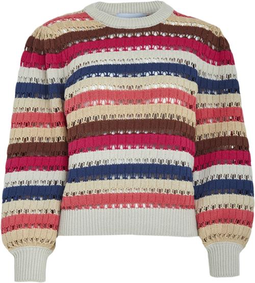 Minus Mikala Long Sleeve Knit Pullover Kvinde Rasberry Sorbet Stripe Sweaters Str L - hos Magasin