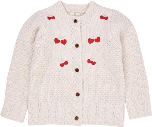 Copenhagen Colors Lambwool Cardigan W. BOW EMB Str 98 - Cream Strik hos Magasin