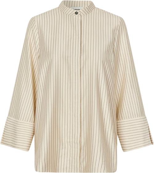 Modström Isabelmd Shirt Kvinde Summer Sand Pinstripe Langærmede Skjorter Str XL - hos Magasin