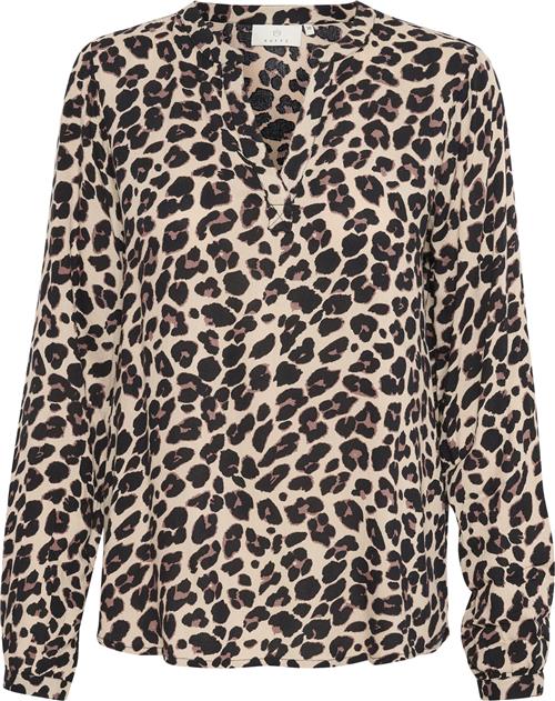 Kaffe Kamarta Tilly Blouse Kvinde Leopard Print Langærmede Bluser Str 44 - hos Magasin