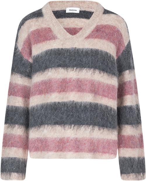 Se Modström Kanemd Stripe Vneck Kvinde Sparkling Stripe Sweaters Str XL - hos Magasin ved Magasin