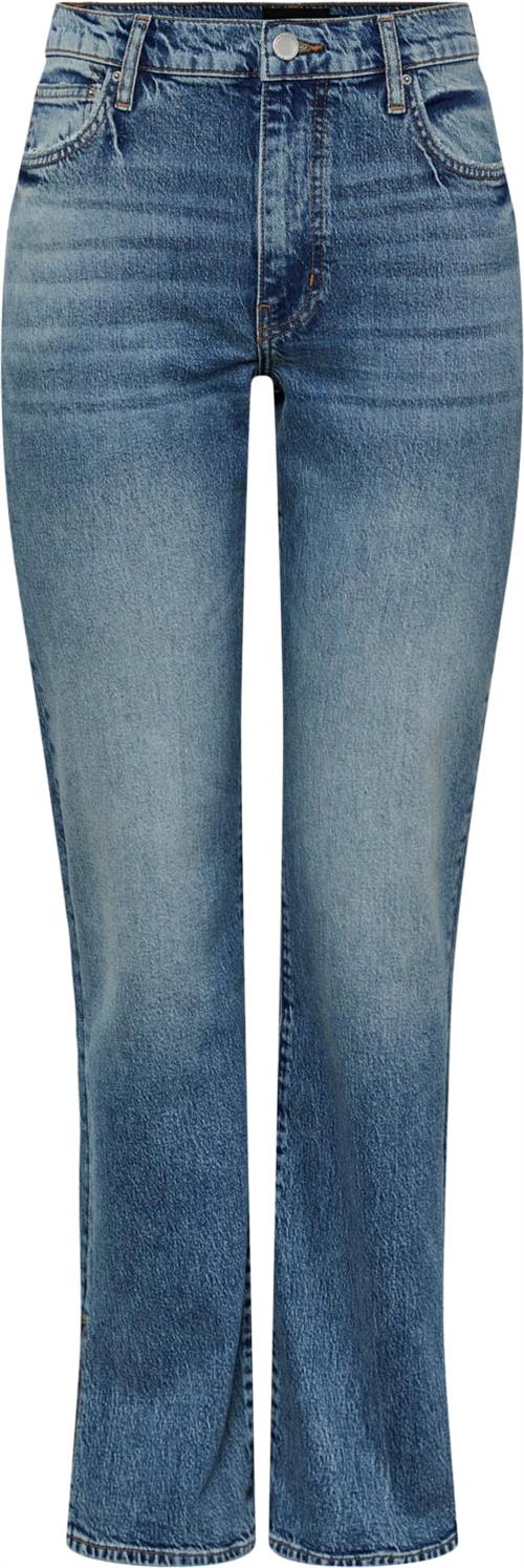 Se Pieces Pcelan NEW HW Straight Slit Jeans M Kvinde Blå Straight Jeans Str "30/""30" - hos Magasin ved Magasin