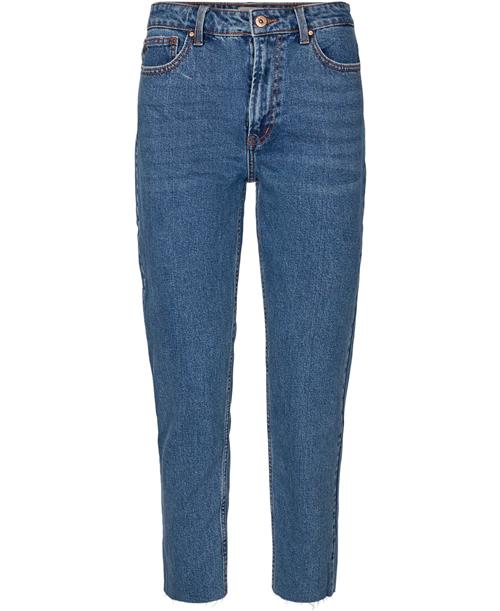 Se ONLY Onlemily HW ST RAW ANK DB MAE 0005 Kvinde Dark Blue Denim Straight Jeans Str 29/34 - hos Magasin ved Magasin