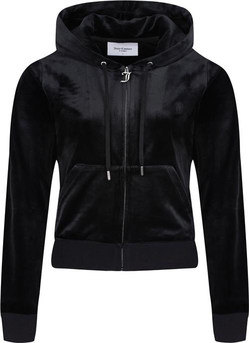 Juicy Couture Robertson Classic Velour Zip Trough Hoodie Kvinde Black Hættetrøjer Str S Velour - hos Magasin