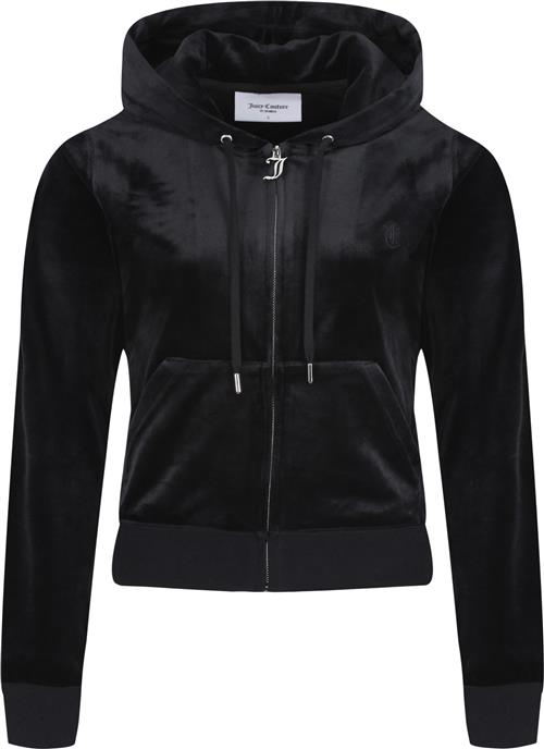 Juicy Couture Robertson Classic Velour Zip Trough Hoodie Kvinde Black Hættetrøjer Str XXS Velour - hos Magasin