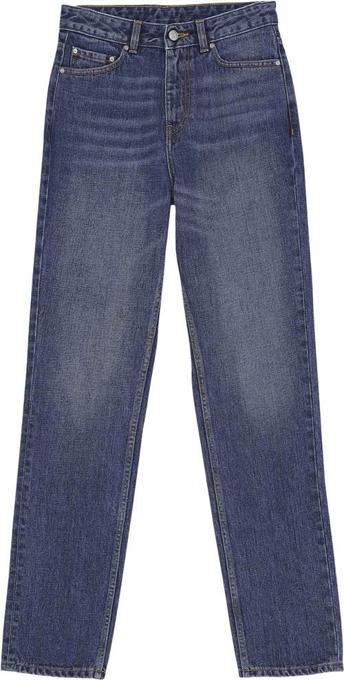 Ganni Highwaisted Jeans Kvinde Medium Dark Denim Straight Jeans Str 30 - Bomuld hos Magasin