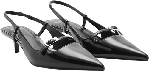 MANGO Slingback Heeled Shoes With Buckle Kvinde Black Slingbacks Str 35 - Læder hos Magasin