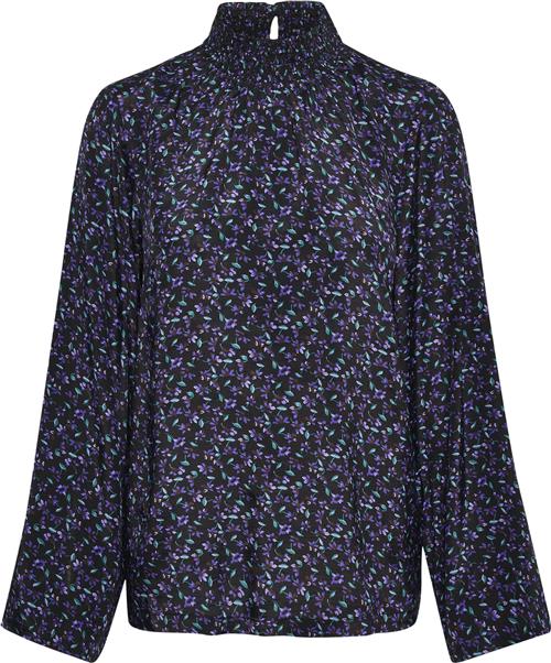 Kaffe Kapollie Blouse Kvinde Heliotrope Flower Print Langærmede Bluser Str 42 - hos Magasin