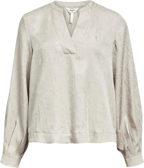 Object Objjohnson RE L/S Vneck TOP Noos Kvinde Silver Gray/col Toppe Str 42 - hos Magasin