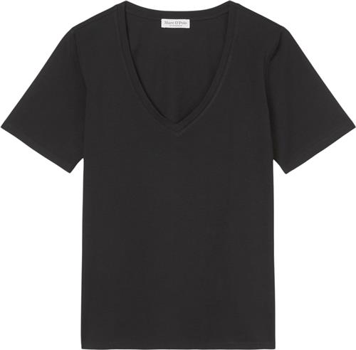 Marc O’Polo Tshirt, Short Sleeve, V-neck Kvinde Black Kortærmede T-shirts Str XS - hos Magasin