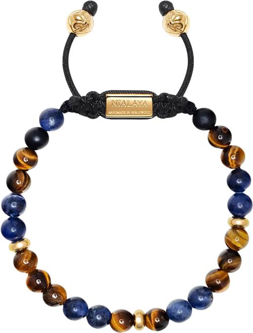 Nialaya Men's Beaded Bracelet With Dumortierite, Brown Tiger Eye and M - Armbånd Stål hos Magasin