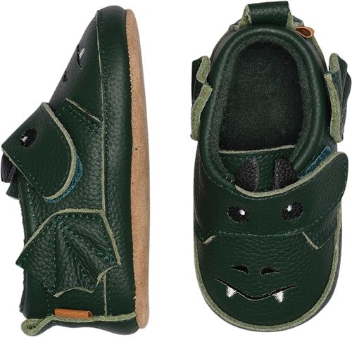 Melton Dragon Leather Slippers Dark Green Hjemmesko Str 22/23 - Læder hos Magasin