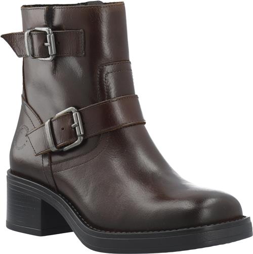 Cashott Casrikke Biker Boot W. Inside Zip Pull Up Leather Kvinde Coffee Ankelstøvler Str 38 - hos Magasin