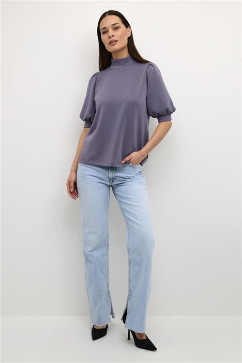 Se My Essential Wardrobe 21 THE Puff Blouse Kvinde Graystone Kortærmede Bluser Casual Fit Str XL - hos Magasin ved Magasin