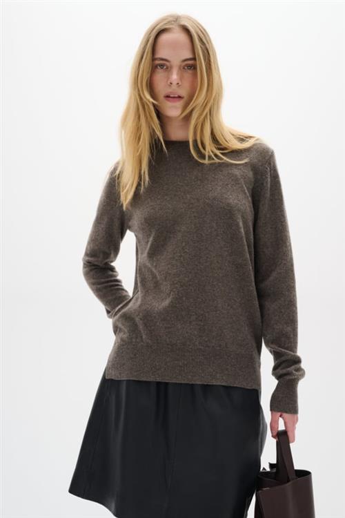 InWear Lukkaiw Crewneck Pullover Premium - 100 Cashmere Kvinde Brown Melange Sweaters Regular Fit Str XS/S Cashmere - hos Magasin