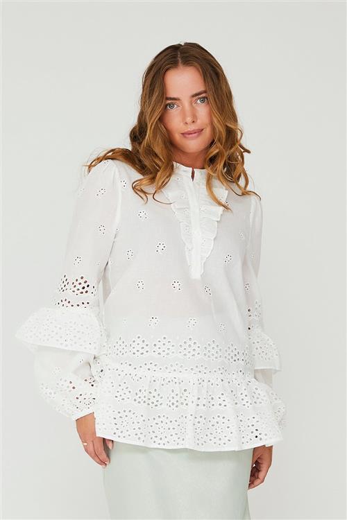 A-VIEW Kara Blouse Kvinde White Langærmede Bluser Str 44 - hos Magasin