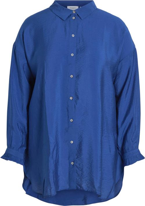 Se Vila Vimandy L/S Long Shirt/cur Kvinde True Blue Langærmede Skjorter Str 54 - Viskose hos Magasin ved Magasin