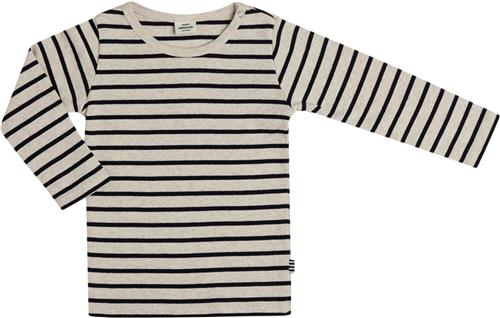 Se Mads Nørgaard - Copenhagen Soft Striped Rib Tobinino Str 2-4 mdr / 62 cm - Navy/ Nature Mel Langærmede T-shirts Bomuld hos Magasin ved Magasin