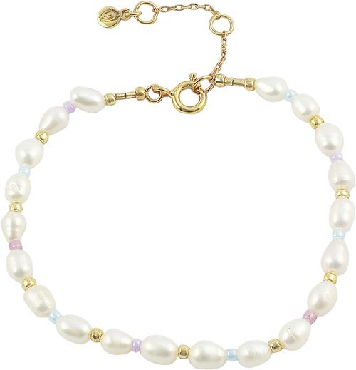 Se Hultquist Pastel Pearl Bracelet ml: 16 cm + 3 cm flex. - Perlearmbånd hos Magasin ved Magasin