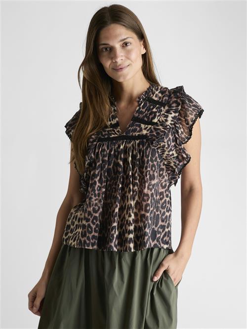 Neo Noir Jayla Leo Voile Top Kvinde Leopard Toppe Str 38 - hos Magasin