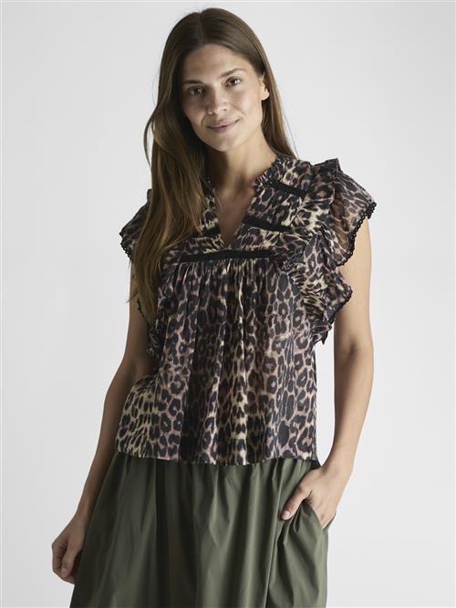 Neo Noir Jayla Leo Voile Top Kvinde Leopard Toppe Str 44 - hos Magasin