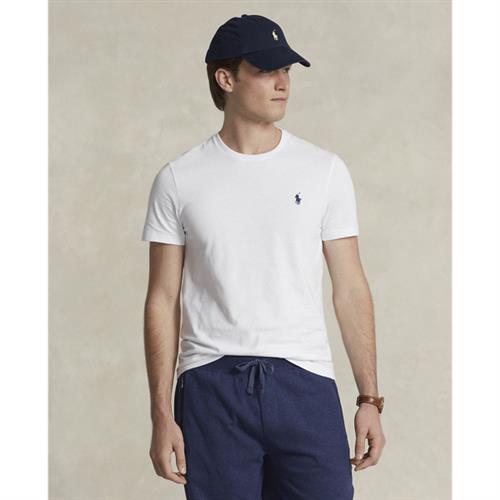 Polo Ralph Lauren Custom Slim Fit Cotton Tshirt Mand Hvid Kortærmede T-shirts Slim Fit Str S - Bomuld hos Magasin