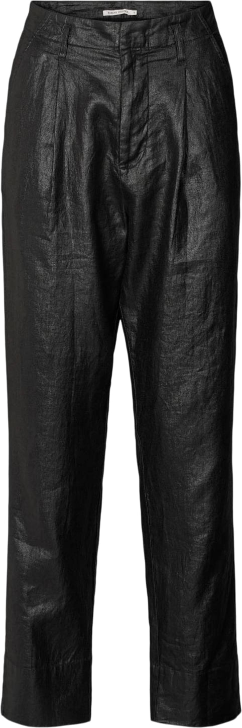 Rabens Saloner Glazed Pleat Pants Raina Kvinde Black Læderbukser Str L - hos Magasin