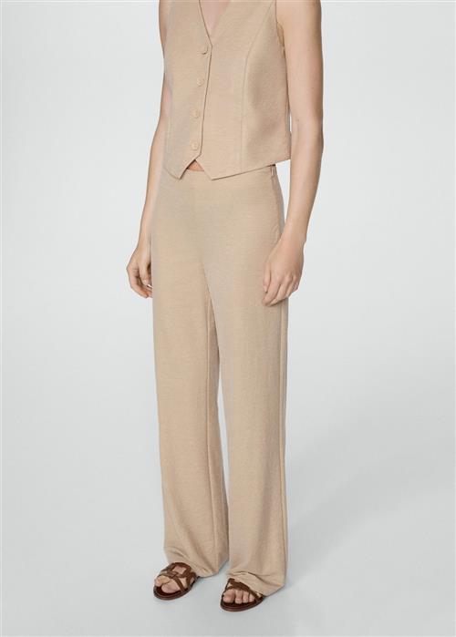 MANGO Flowy Straightfit Trousers Kvinde Light Beige Bukser Med Lige Ben Str S - hos Magasin