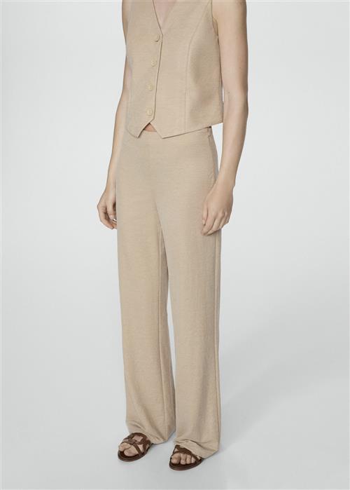 MANGO Flowy Straightfit Trousers Kvinde Light Beige Bukser Med Lige Ben Str XL - hos Magasin