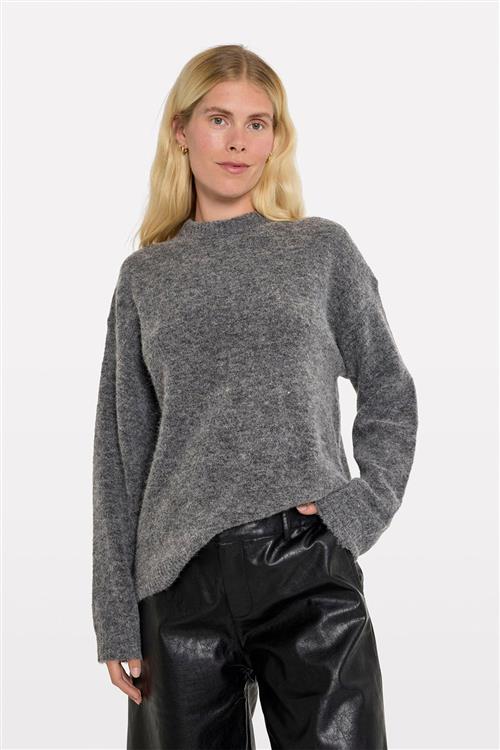 Envii Enada LS Knit 7216 Kvinde Dark Grey Mel Sweaters Str S - hos Magasin