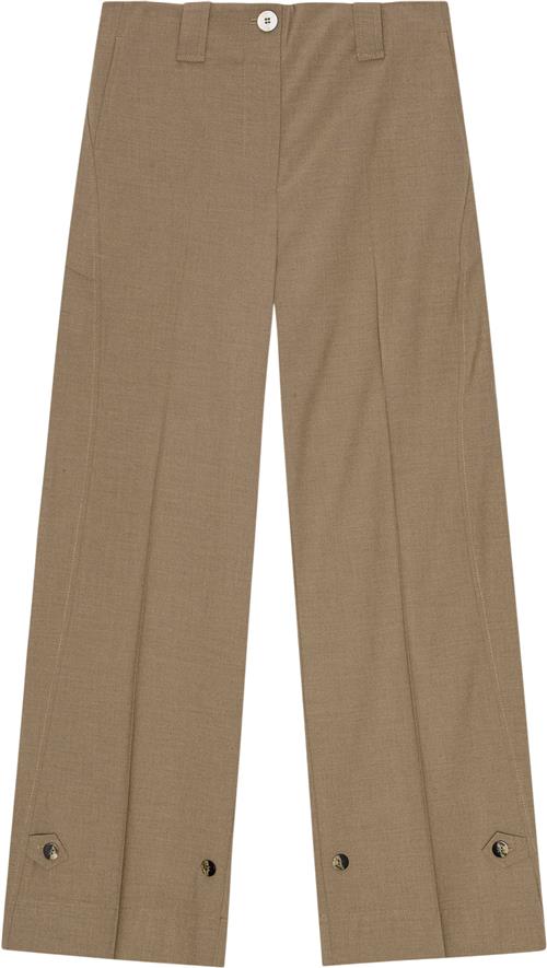 Se Ganni Drapey Melange Mid Waist Pants Kvinde Tiger's Eye Bukser Med Lige Ben Str 40 - hos Magasin ved Magasin