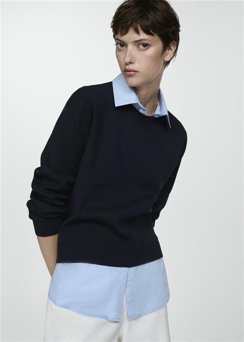 Se MANGO Combined Shirt Sweater Kvinde Navy Sweaters Str L - hos Magasin ved Magasin