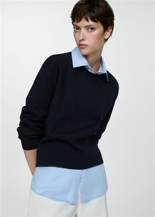 MANGO Combined Shirt Sweater Kvinde Navy Sweaters Str XL - hos Magasin