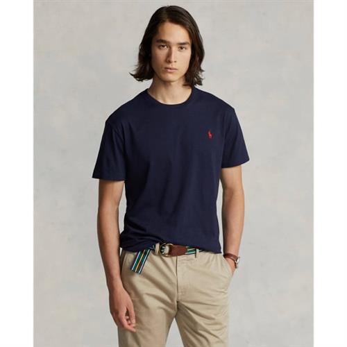 Polo Ralph Lauren Custom Slim Fit Cotton Tshirt Mand Navy Kortærmede T-shirts Slim Fit Str S - Bomuld hos Magasin