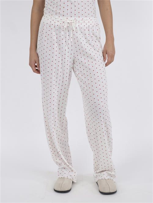 Neo Noir Serafina Pointelle Heart Pants Kvinde White Bukser Med Brede Ben Str 40 - hos Magasin