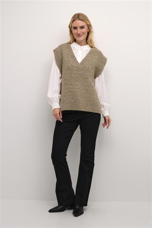 Se Cream Crkiko Knit Slipover Kvinde Oat Melange Strikveste Str M/L - hos Magasin ved Magasin