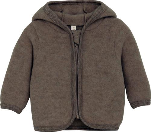 Huttelihut Jacket Ears Wool Fleece M Str 92 - Brown Melange Fleece Merino Uld hos Magasin