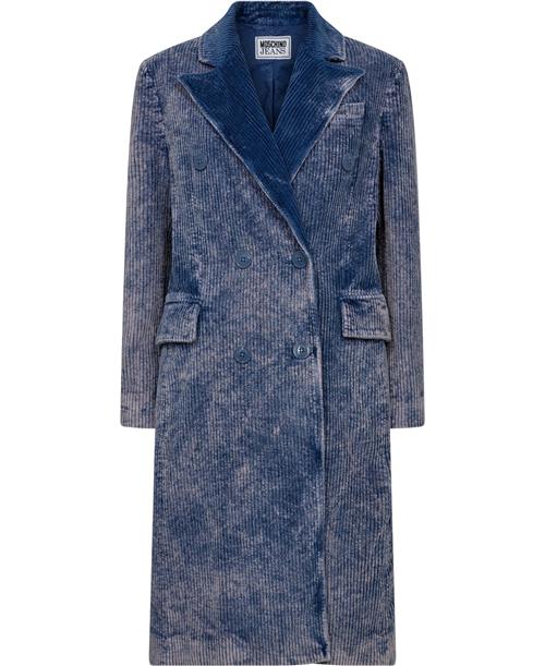 Mo5ch1no jeans Long Jacket Kvinde Fantasy Print Blue 280 Uldfrakker Str 40 - hos Magasin