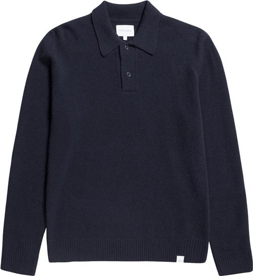 Norse Projects Norse Standard Merino Lambswool Polo Mand Blå Sweaters Str L Merino - hos Magasin