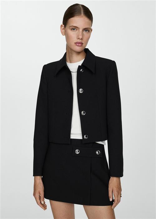 MANGO Buttoned Cropped Jacket Kvinde Black Overgangsjakker Str XL - hos Magasin