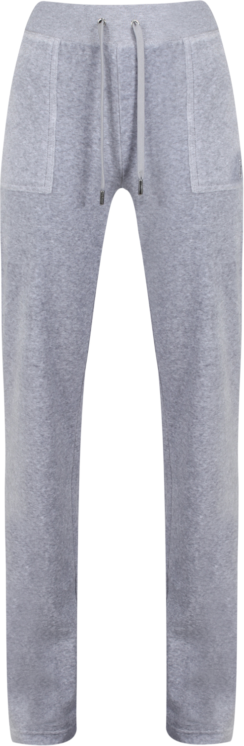 Juicy Couture Del Ray Classic Velour Pant Pocket Design Kvinde Silver Marl Bukser Med Lige Ben Str S Velour - hos Magasin